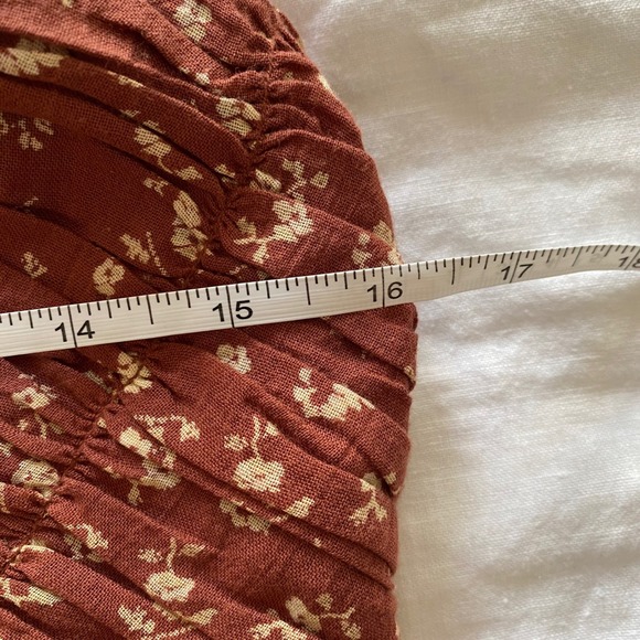 Treasure & Bond Floral Maxi Dress M Rust Red Spaghetti Strap‎ Smocked Tie Back - Picture 8 of 9